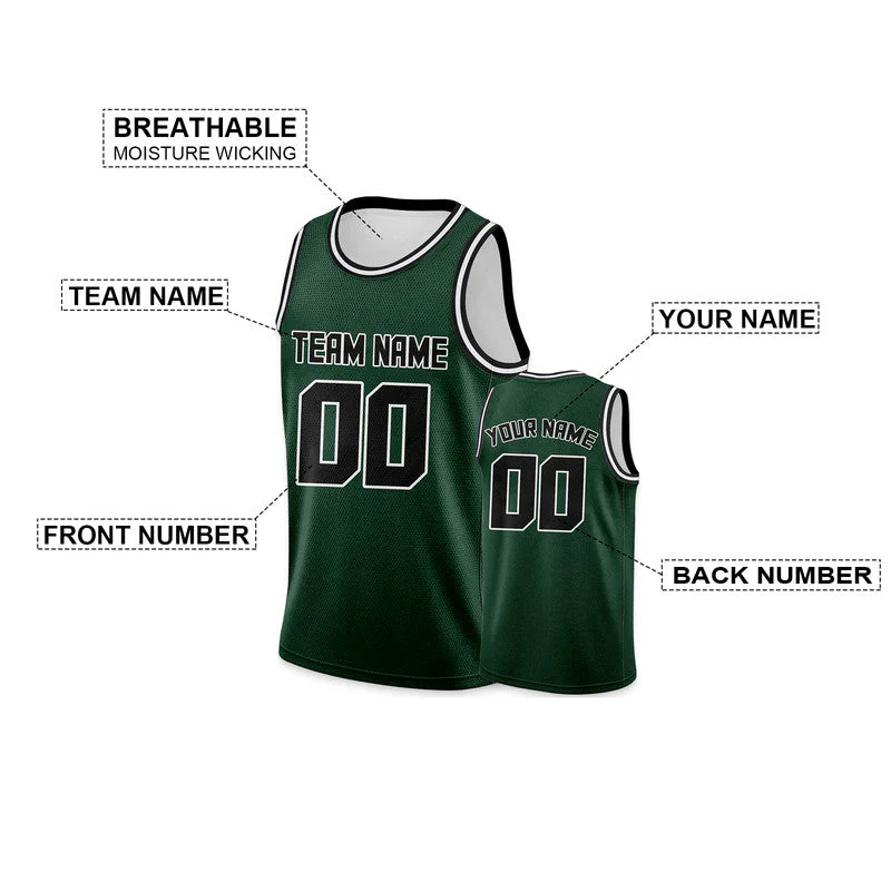 Custom Kelly Green Black Round Neck Rib-Knit Basketball Jersey