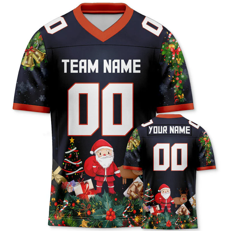 CHRISTMAS DAY CUSTOM NAVY WHITE-ORANGE SANTA CLAUS AUTHENTIC FOOTBALL JERSEY1