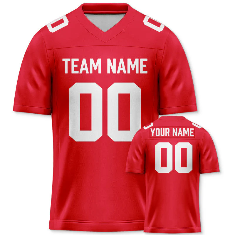 Custom Scarlet White Mesh Authentic Football Jersey1