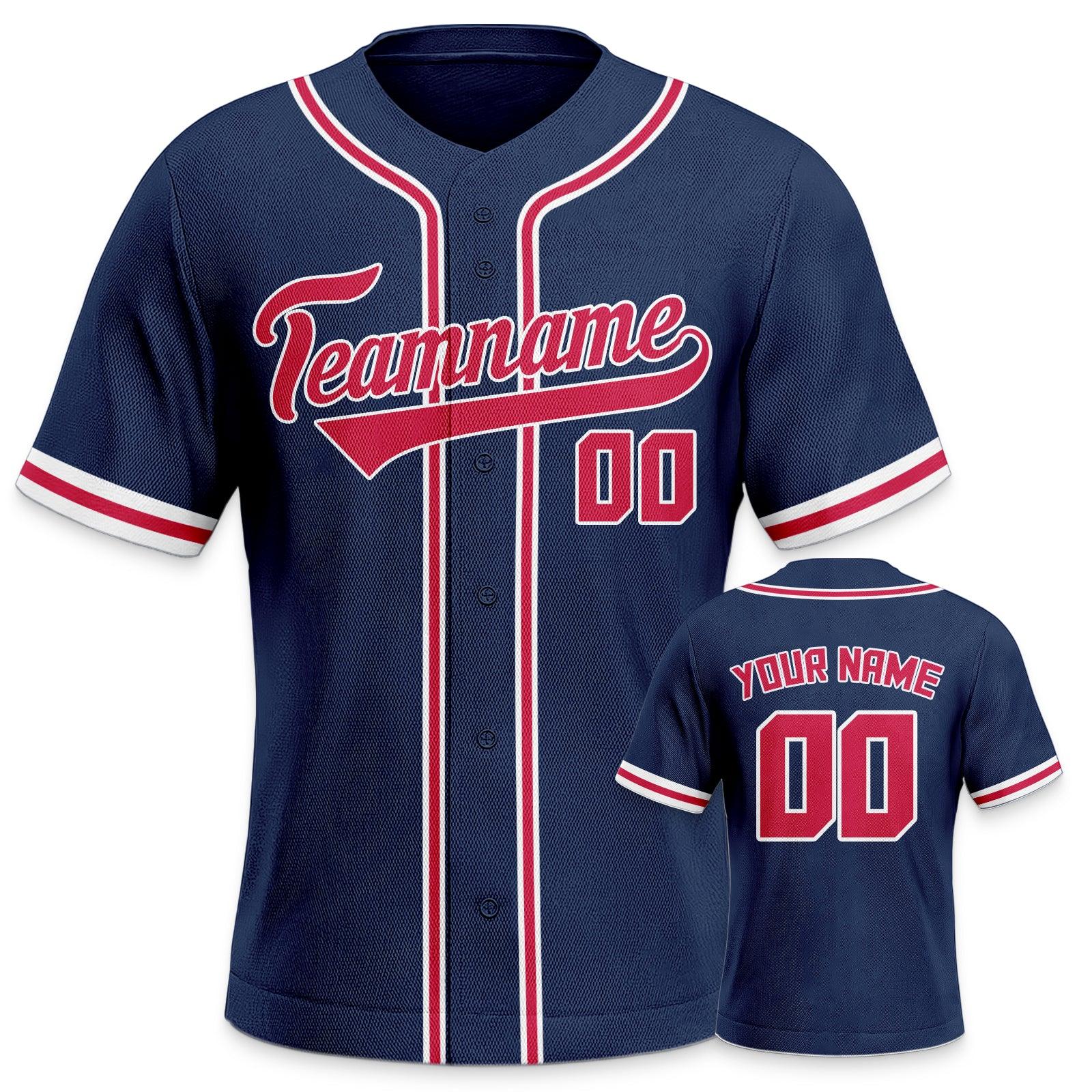 Custom Navy Red-White Authentic Classic Baseball Jersey