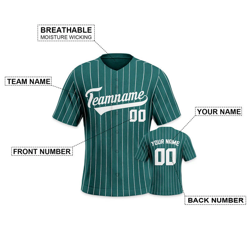 Custom Aqua Gray Pinstripe White Gray Authentic Baseball Jersey
