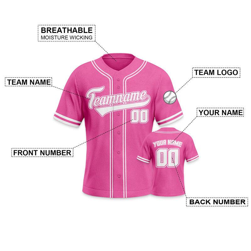 Custom Pink-White Authentic Baseball Jersey