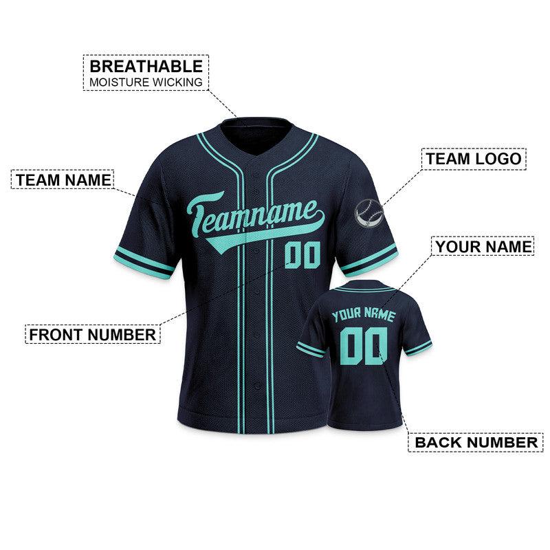 Custom Navy Aqua Authentic Baseball Jersey