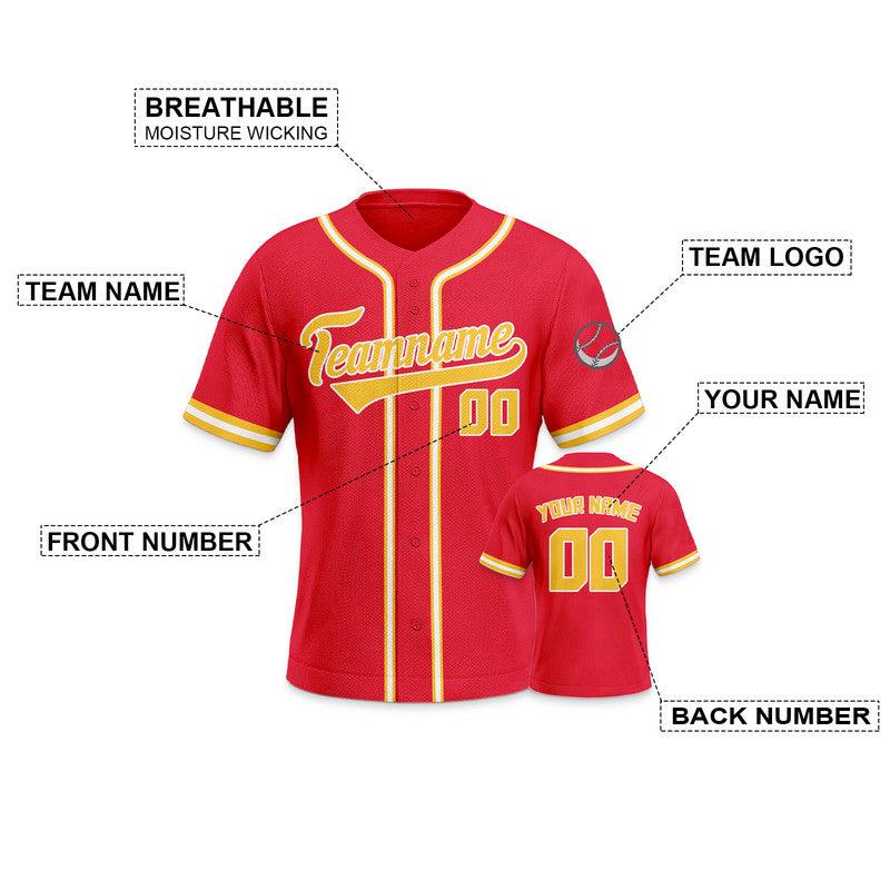 Custom Red Gold-White Authentic Baseball Jersey