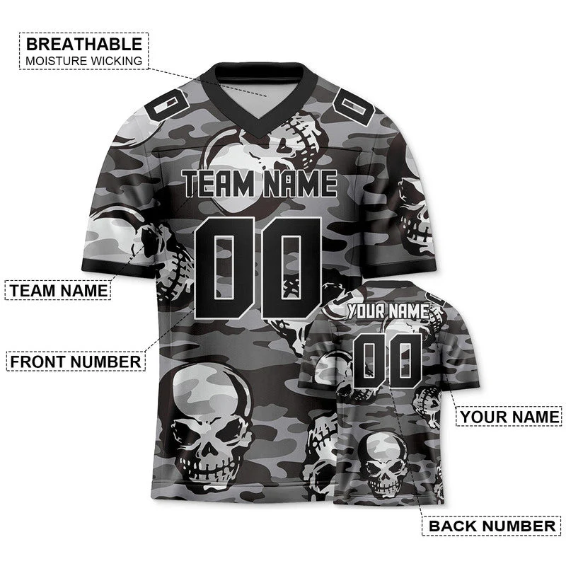 Custom Camo Balck-Gray Skeleton Authentic Salute To Service Football Jersey
