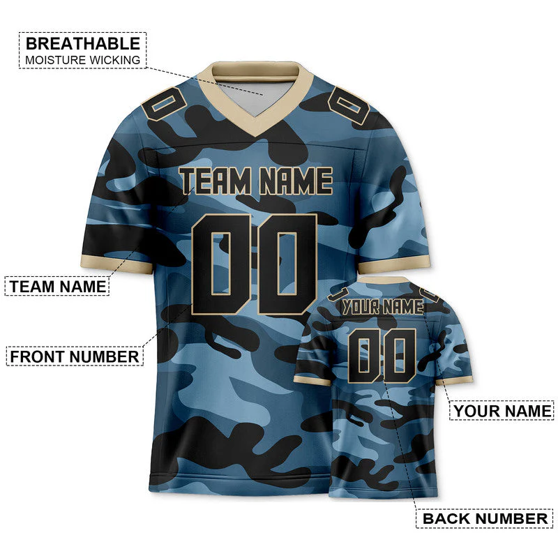 Custom Camo Navy-Gray Authentic Salute To Service Football Jersey