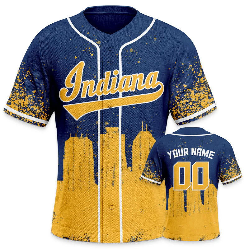 Custom 3D Graffiti Navy Gold-White Authentic Baseball Silhouette Jersey