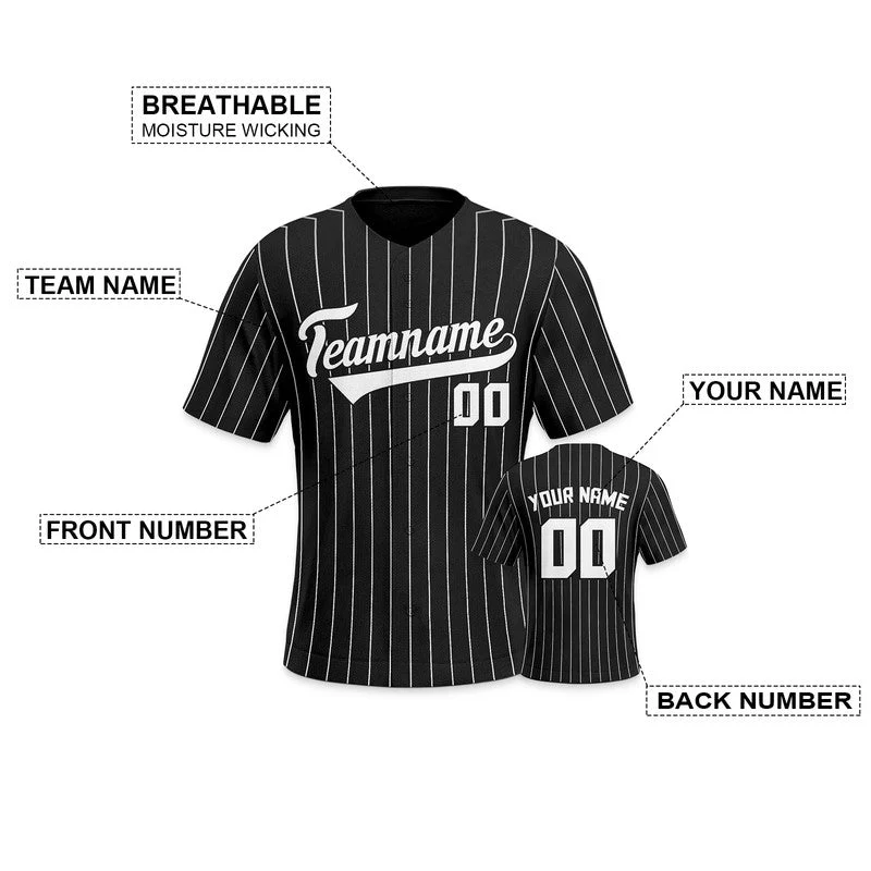 Custom Black Gray Pinstripe White Gray Authentic Baseball Jersey