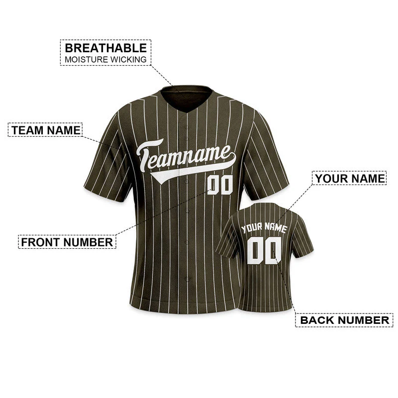 Custom Olive Gray Pinstripe White Gray Authentic Baseball Jersey