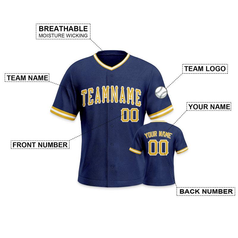 Custom Navy Gold-White Authentic Baseball Jersey