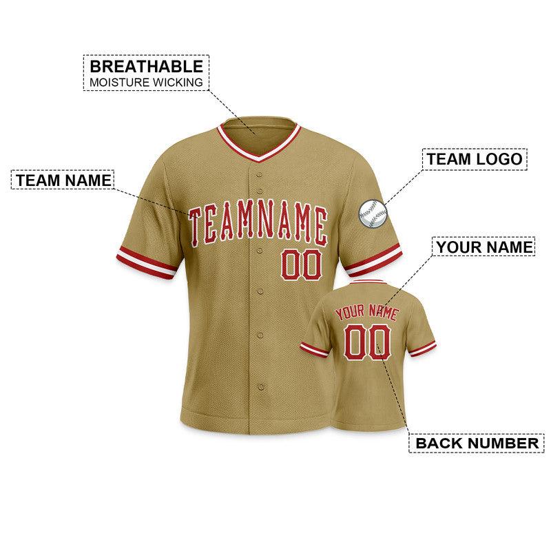 Custom Gold Red-White Authentic Baseball Jersey-1