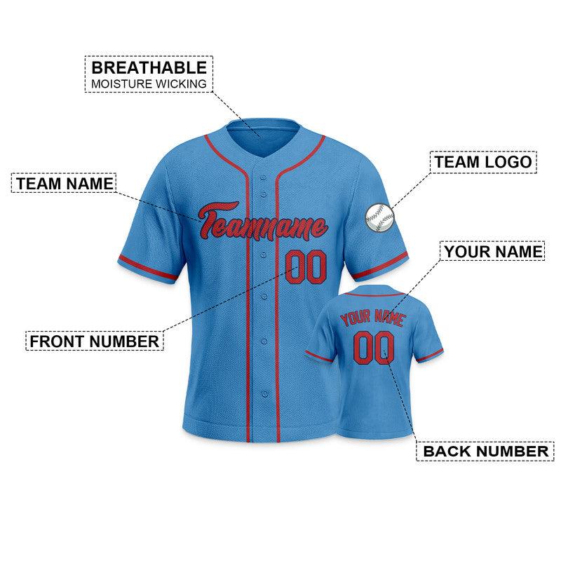 Custom Powder BLue Red Authentic Baseball Jersey-3