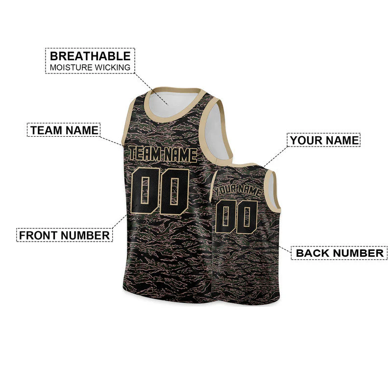 Custom Camo Black-Cream Authentic Salute To Service Basketball Jersey-2