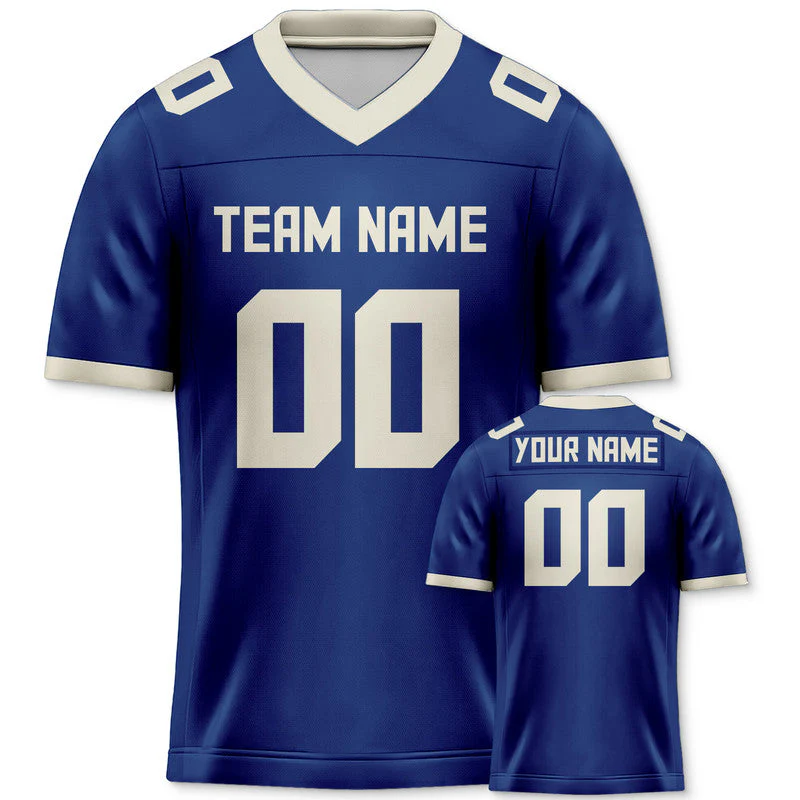 Custom Royal Cream Mesh Authentic Football Jersey