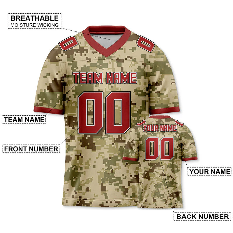 Custom Camo Red-Black Authentic Salute To Service Football Jersey