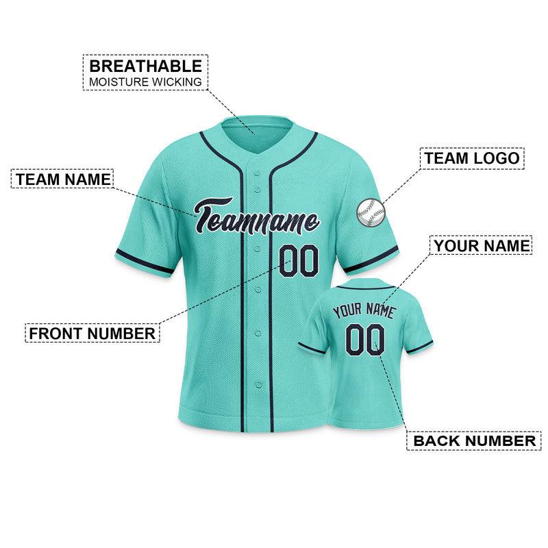 Custom Aqua Navy-White Authentic Baseball Jersey-3