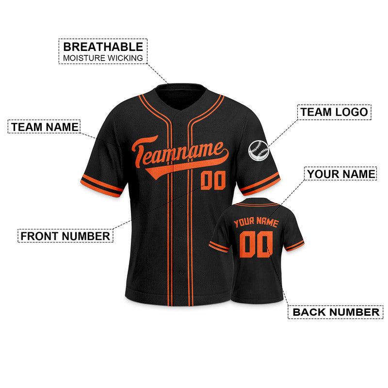 Custom Black Orange Authentic Baseball Jersey